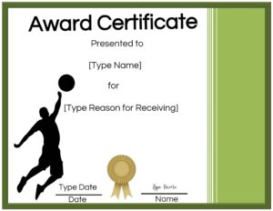 Free printable volleyball awards certificate