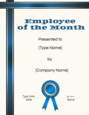 Employee of the Month certificate template