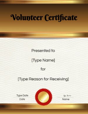 Volunteer Certificate Template