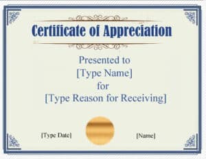 Certificate of Appreciation