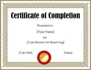 Certificate of Completion