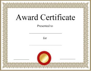 Award certificate