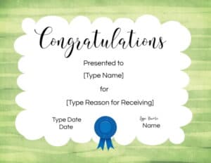 Congratulations Certificate Printable