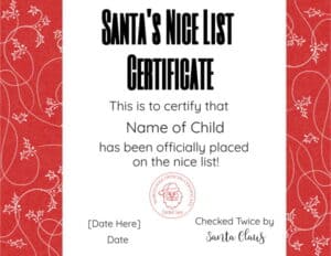 Christmas certificate