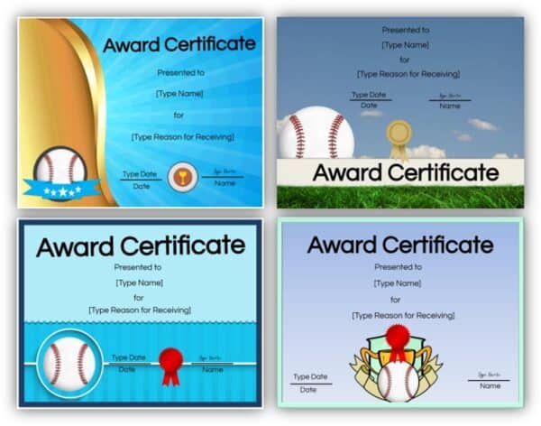 Baseball certificates