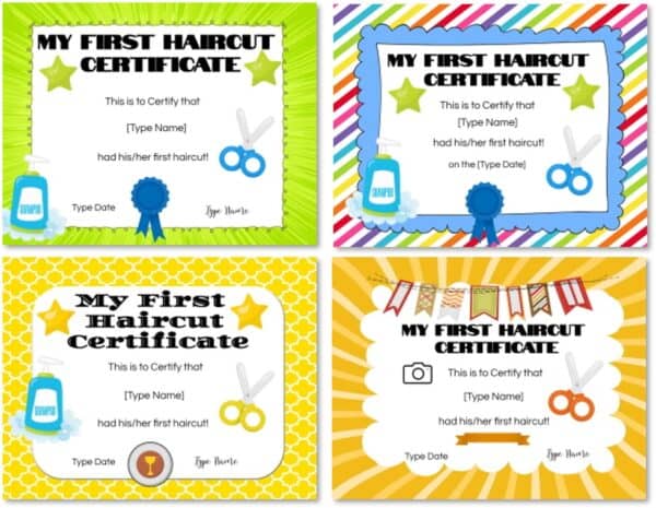 First haircut award certificate