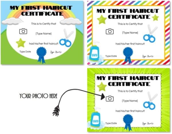 My First haircut certificate