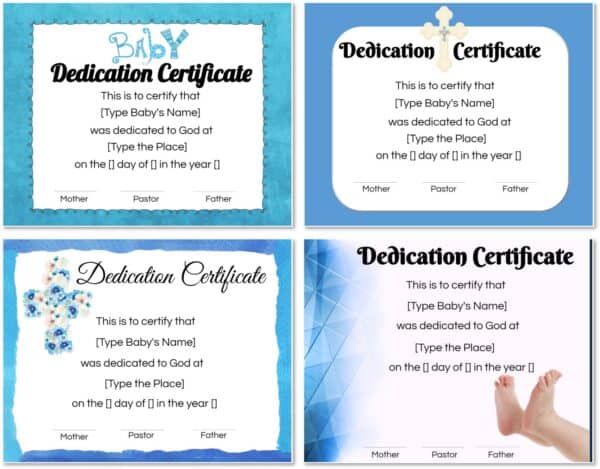 baby dedication certificate