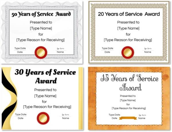 years of service certificate