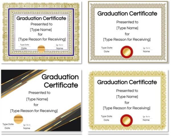 graduation certificates